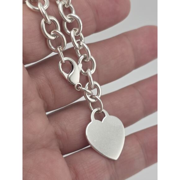 Tiffany & Co. Sterling Silver Heart Tag Chain Link Bracelet 7.75 - Picture 8 of 12